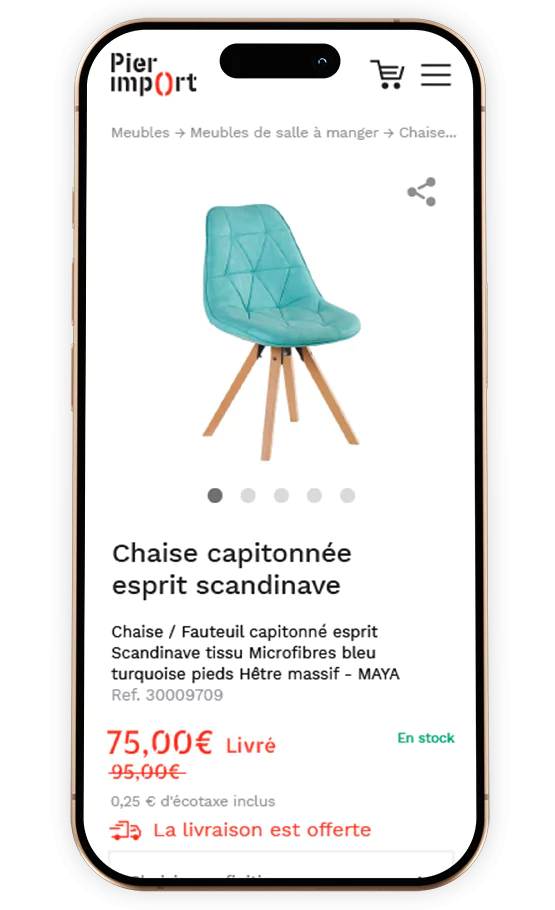 Fiche produit mobile Pier Import