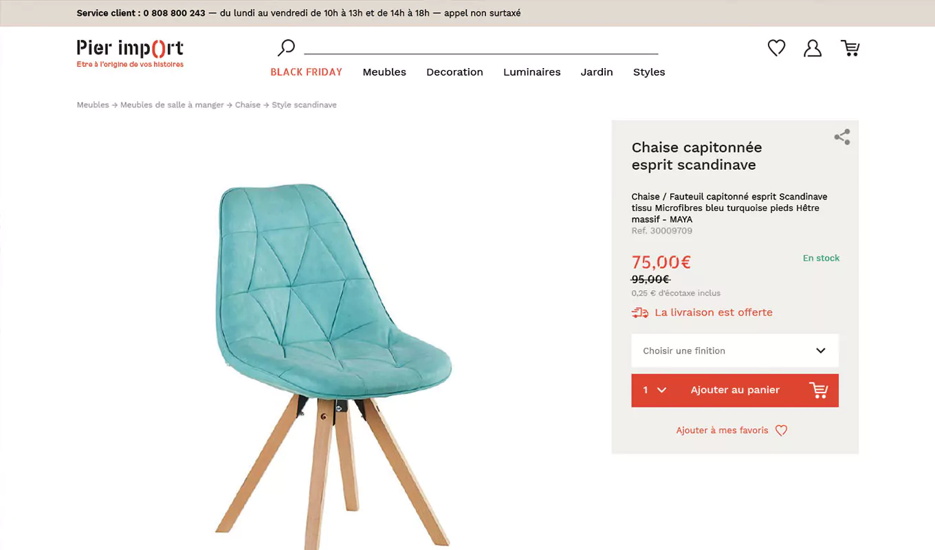 fiche produit desktop Pier Import