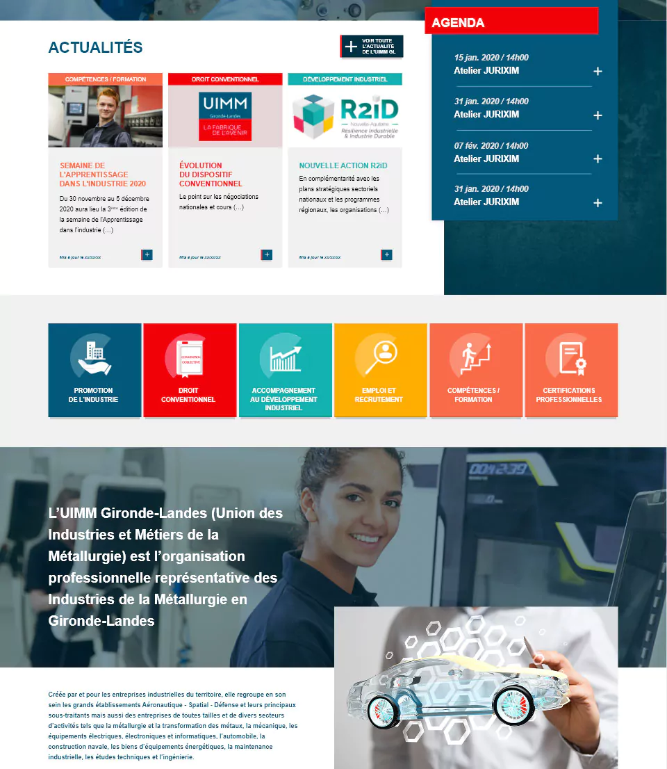 Interface desktop du nouveau site de l'uimm