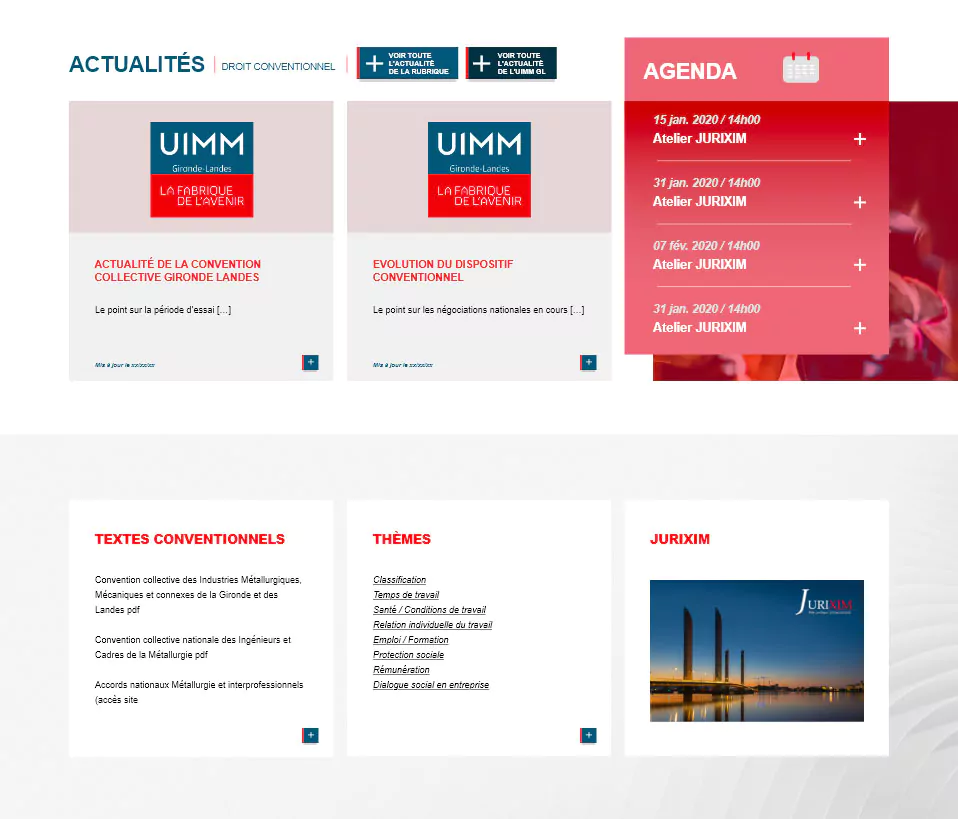 Le module actualité du nouveau site de l'uimm
