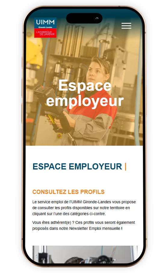 Interface mobile du nouveau site de l'uimm