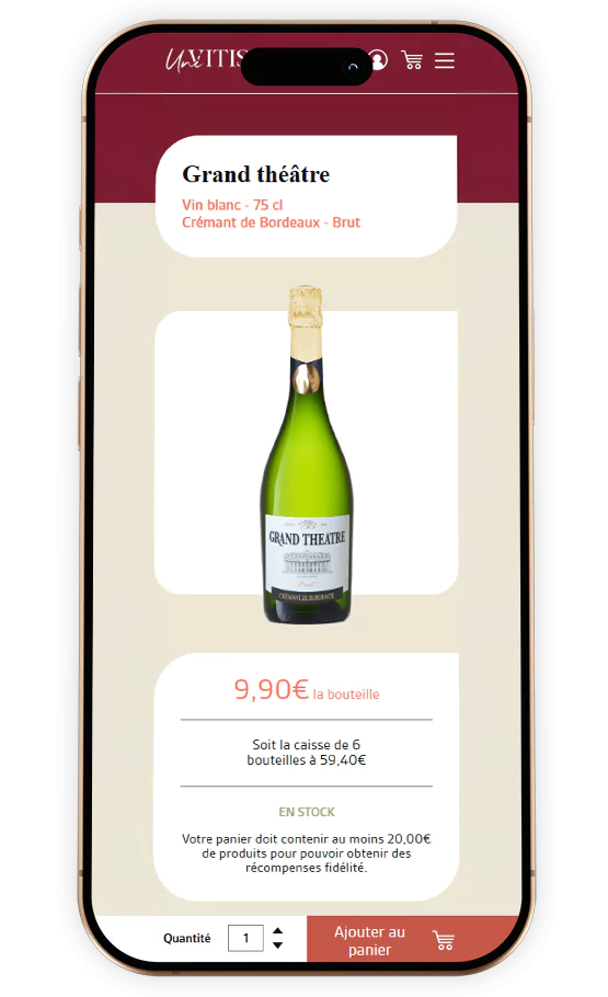 interface mobile du site Univitis