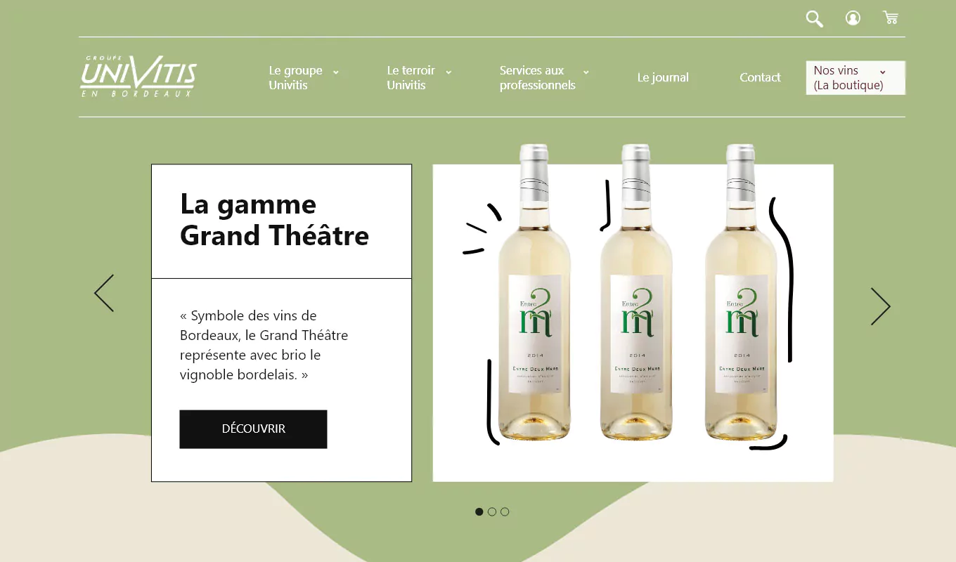 Interace dektop du site Univitis